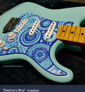"Daphne's Blue" installed on a Fender Stratocaster